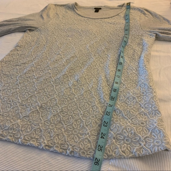 J. Crew long gray sleeve embroidered top. Large - Picture 6 of 10